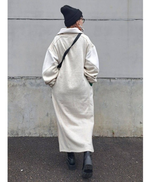 BACK NUMBER(バックナンバー)の「【BACK NUMBER】裏起毛切り替えワンピース(ワンピース・レディース・ダークグレー/キナリ・M/L)」の6枚目の写真