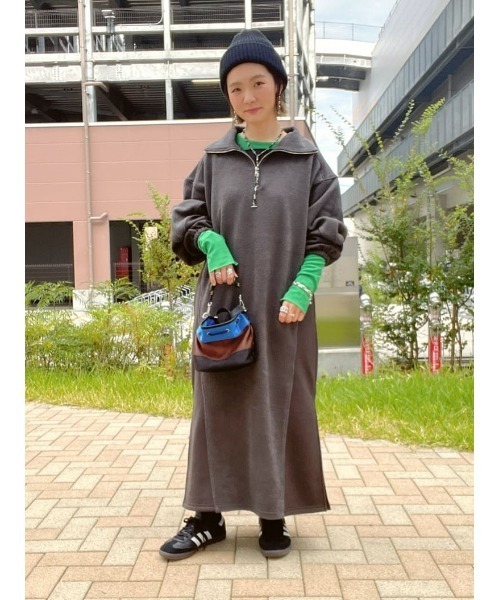 BACK NUMBER(バックナンバー)の「【BACK NUMBER】裏起毛切り替えワンピース(ワンピース・レディース・ダークグレー/キナリ・M/L)」の12枚目の写真