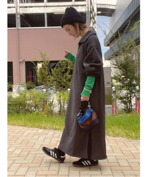 BACK NUMBER(バックナンバー)の「【BACK NUMBER】裏起毛切り替えワンピース(ワンピース・レディース・ダークグレー/キナリ・M/L)」の13枚目の写真