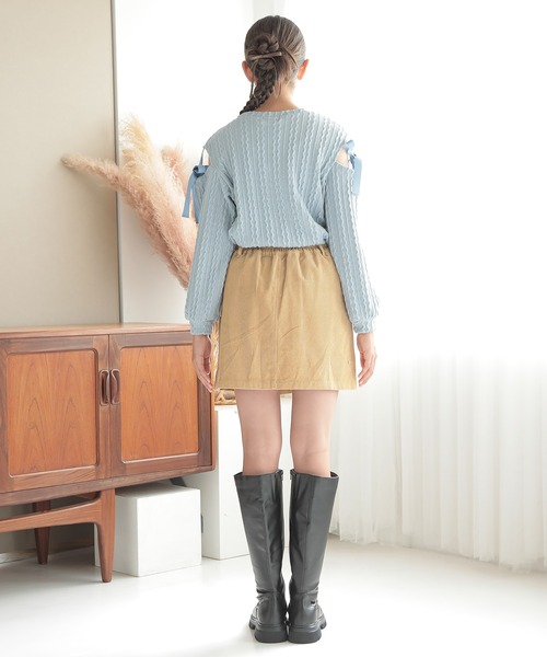 Amourire girl（アムリールガール）の「ミリタリーカーゴコーデュロイスカパン(130cm～160cm)（カーゴパンツ・キッズ・ベージュ/ホワイト・130cm/160cm/140cm/150cm）」の20枚目の写真