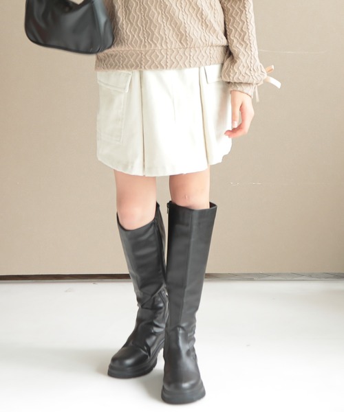 Amourire girl（アムリールガール）の「ミリタリーカーゴコーデュロイスカパン(130cm～160cm)（カーゴパンツ・キッズ・ベージュ/ホワイト・130cm/160cm/140cm/150cm）」の22枚目の写真