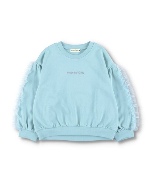BRANSHES(ブランシェス)の「袖チュールフリルトレーナー(スウェット・キッズ・ブルー/アイボリー/ピンク・100/120/130/110/150/90/140)」の2枚目の写真