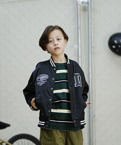 DC(ディーシー)の「DC/ディーシー キッズ スタジアム ジャケット ジャケット 親子コーデ スケートボード スタジャン YJK241502(スタジャン・キッズ・グリーン/ブラック・130cm/140cm/160cm/150cm)」の3枚目の写真