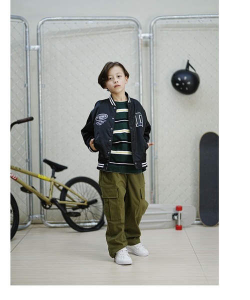 DC(ディーシー)の「DC/ディーシー キッズ スタジアム ジャケット ジャケット 親子コーデ スケートボード スタジャン YJK241502(スタジャン・キッズ・グリーン/ブラック・130cm/140cm/160cm/150cm)」の12枚目の写真