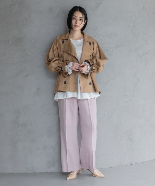 A part by（アパートバイ）の「キャンディースリーブショートトレンチコート（トレンチコート・レディース・ネイビー/ライトベージュ/ブラウン系その他2/カーキ/ベージュ・SMALL/MEDIUM）」の15枚目の写真