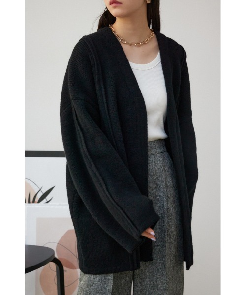 AZUL by moussy（アズールバイマウジー）の「オーバーサイズトッパーカーディガン（カーディガン/ボレロ・レディース・ブラック/グレー・FREE）」の3枚目の写真