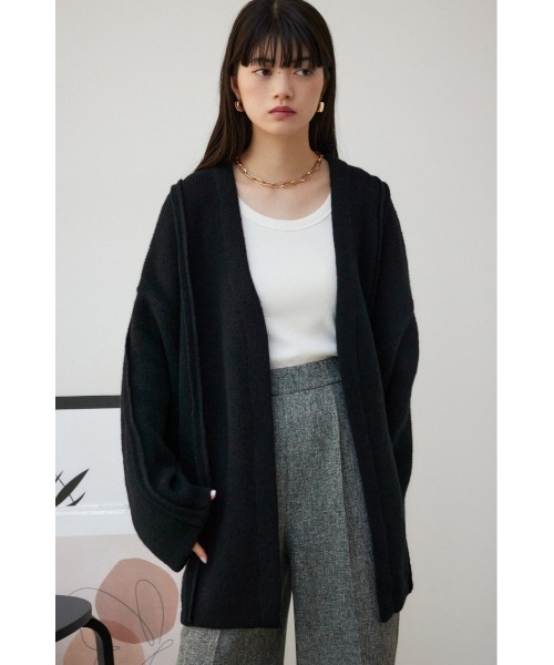 AZUL by moussy（アズールバイマウジー）の「オーバーサイズトッパーカーディガン（カーディガン/ボレロ・レディース・ブラック/グレー・FREE）」の4枚目の写真