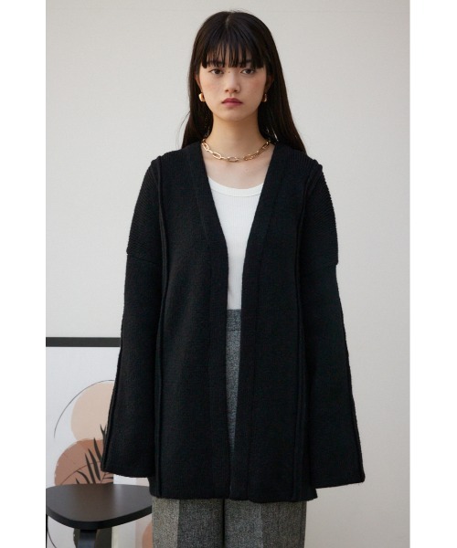 AZUL by moussy（アズールバイマウジー）の「オーバーサイズトッパーカーディガン（カーディガン/ボレロ・レディース・ブラック/グレー・FREE）」の6枚目の写真