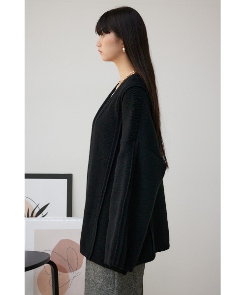 AZUL by moussy（アズールバイマウジー）の「オーバーサイズトッパーカーディガン（カーディガン/ボレロ・レディース・ブラック/グレー・FREE）」の7枚目の写真