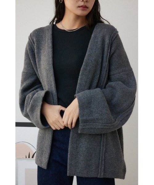 AZUL by moussy（アズールバイマウジー）の「オーバーサイズトッパーカーディガン（カーディガン/ボレロ・レディース・ブラック/グレー・FREE）」の13枚目の写真