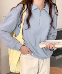 ハーフジップトップス