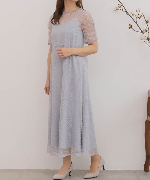 mil(ミル)の「【150㎝前後の小柄さんサイズ】レースレイヤードワンピース(ワンピース・レディース・ネイビー/ピンク/サックスブルー・XS/S/M)」の11枚目の写真