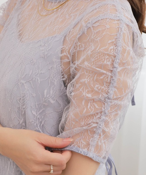 mil(ミル)の「【150㎝前後の小柄さんサイズ】レースレイヤードワンピース(ワンピース・レディース・ネイビー/ピンク/サックスブルー・XS/S/M)」の18枚目の写真