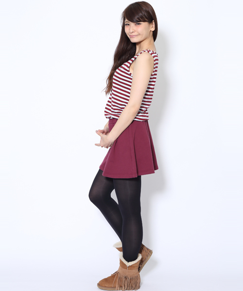 X-girl（エックスガール）の「SWEAT LAYERED STRIPED DRESS（ワンピース・レディース・ブラック/アッシュ/バーガンディー・1/2）」の16枚目の写真