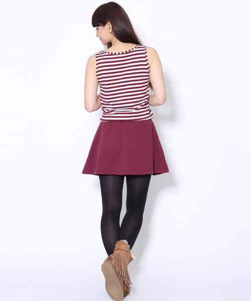 X-girl（エックスガール）の「SWEAT LAYERED STRIPED DRESS（ワンピース・レディース・ブラック/アッシュ/バーガンディー・1/2）」の17枚目の写真