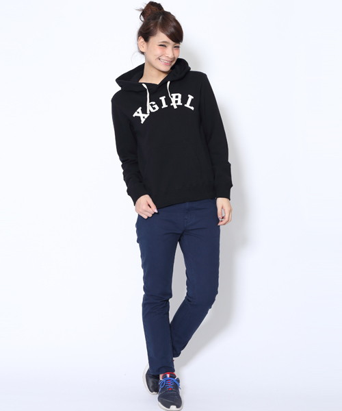 X-girl（エックスガール）の「SWEAT LAYERED STRIPED DRESS（ワンピース・レディース・ブラック/アッシュ/バーガンディー・1/2）」の6枚目の写真