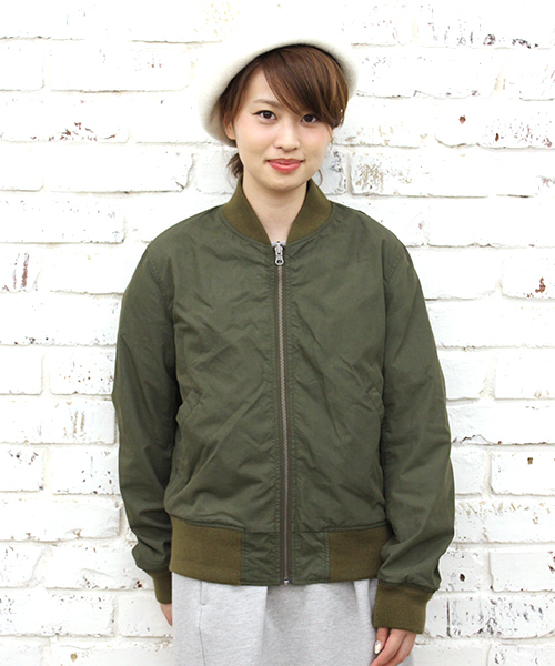 CIAOPANIC(チャオパニック)の「【Ciaopanic】 C/NウェザーカモフラリバーシブルMA-1(ノーカラージャケット・レディース・カーキ/ネイビー・FREE)」の8枚目の写真