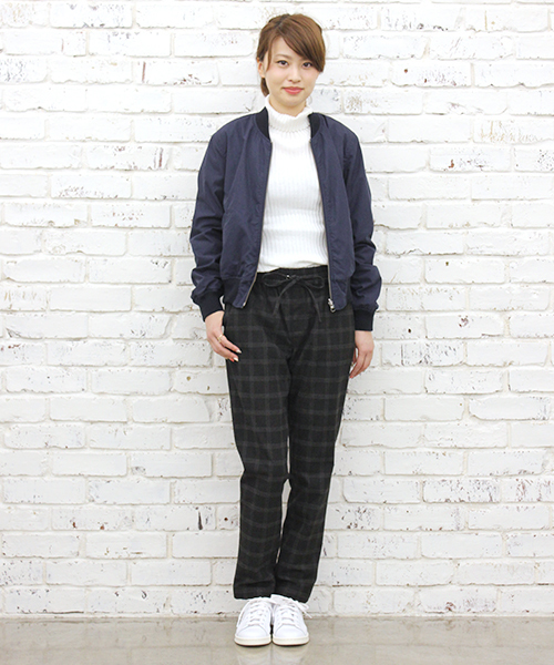 CIAOPANIC(チャオパニック)の「【Ciaopanic】 C/NウェザーカモフラリバーシブルMA-1(ノーカラージャケット・レディース・カーキ/ネイビー・FREE)」の10枚目の写真