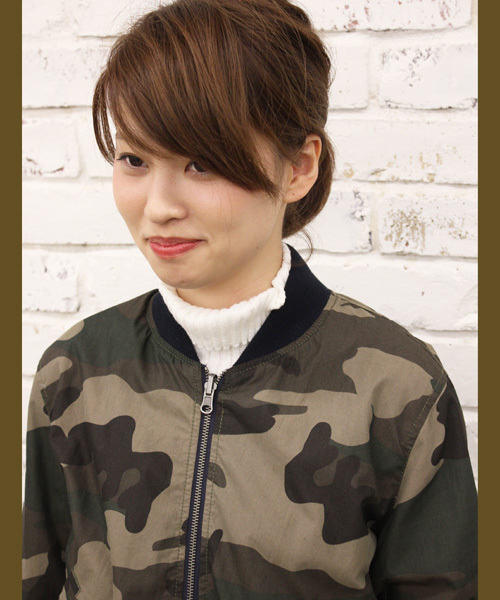 CIAOPANIC(チャオパニック)の「【Ciaopanic】 C/NウェザーカモフラリバーシブルMA-1(ノーカラージャケット・レディース・カーキ/ネイビー・FREE)」の11枚目の写真