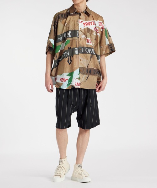 ヴィヴィアンウエストウッド MAN 中古 / CAUTION TAPE MAN LONDON Tシャツ 46 茶  H-25-07-20-030-ts-IN-ZH Vivienne Westwood MAN（ヴィヴィアンウエストウッドマン）の