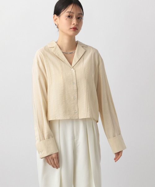 A part by（アパートバイ）の「カイキンシアーショートシャツ（シャツ/ブラウス・レディース・ブラック/オフホワイト/グレー系その他/ライトベージュ・FREE）」の4枚目の写真