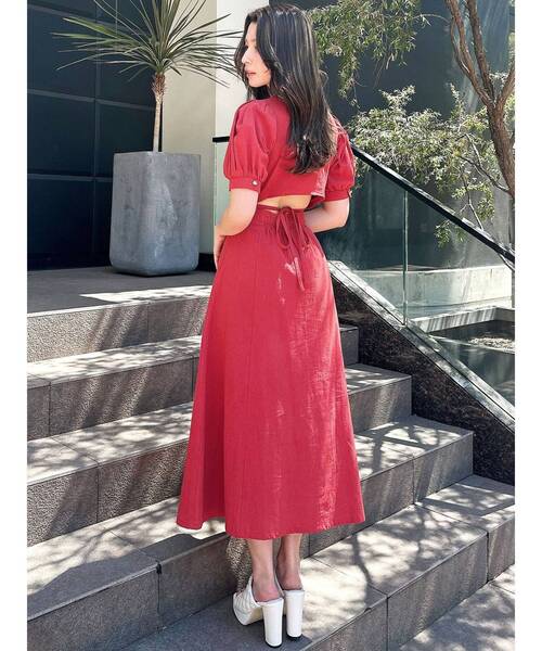 RESEXXY（リゼクシー）の「ウエストクロスフレアワンピース（ワンピース・レディース・ブラック/ホワイト/レッド・FREE）」の15枚目の写真