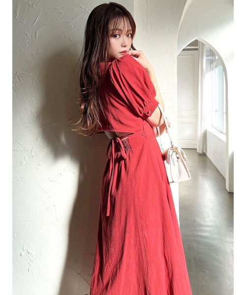 RESEXXY（リゼクシー）の「ウエストクロスフレアワンピース（ワンピース・レディース・ブラック/ホワイト/レッド・FREE）」の21枚目の写真