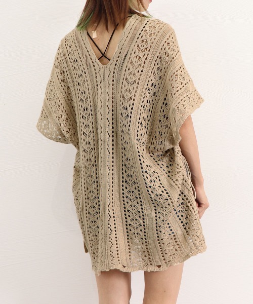Miniministore(ミニミニストア)の「メッシュニット 透かし編み サマーニット(ニット/セーター・レディース・ブラック/ダークグリーン/ベージュ/ホワイト・FREE)」の17枚目の写真