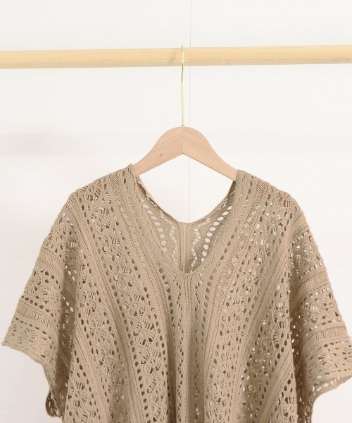 Miniministore(ミニミニストア)の「メッシュニット 透かし編み サマーニット(ニット/セーター・レディース・ブラック/ダークグリーン/ベージュ/ホワイト・FREE)」の21枚目の写真