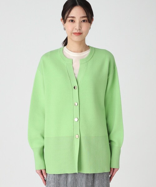 THE SHOP TK (ザ ショップ ティーケー )の「◆キーネックミドル丈カーデ【手洗い可】(カーディガン/ボレロ・レディース・ライトグレー/ライトグリーン/スミクロ・12/13)」の6枚目の写真