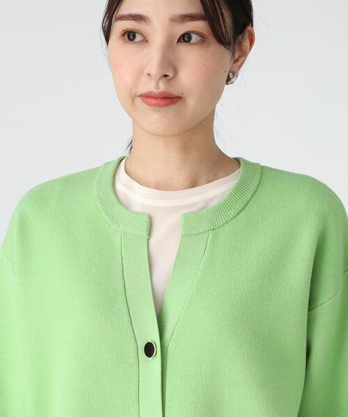 THE SHOP TK (ザ ショップ ティーケー )の「◆キーネックミドル丈カーデ【手洗い可】(カーディガン/ボレロ・レディース・ライトグレー/ライトグリーン/スミクロ・12/13)」の9枚目の写真