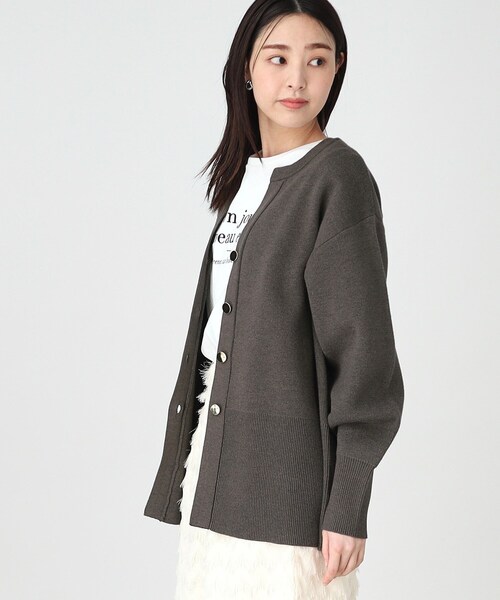 THE SHOP TK (ザ ショップ ティーケー )の「◆キーネックミドル丈カーデ【手洗い可】(カーディガン/ボレロ・レディース・ライトグレー/ライトグリーン/スミクロ・12/13)」の16枚目の写真