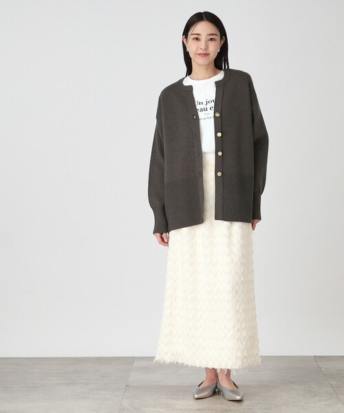 THE SHOP TK (ザ ショップ ティーケー )の「◆キーネックミドル丈カーデ【手洗い可】(カーディガン/ボレロ・レディース・ライトグレー/ライトグリーン/スミクロ・12/13)」の18枚目の写真