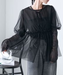 【forksy.】チュールパフスリーブトップス
