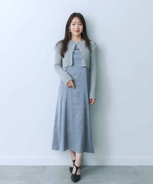 HEYUMM（ヘユム）の「アンサンブルサテンキャミワンピース
