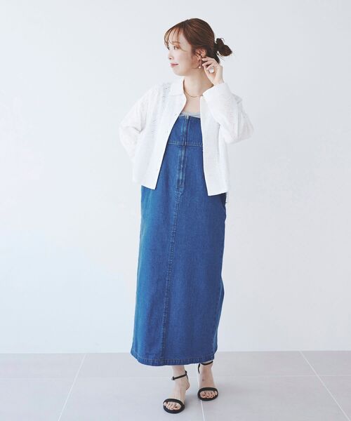 le.coeur blanc（ルクールブラン）の「デニムフロントジップジャンスカ