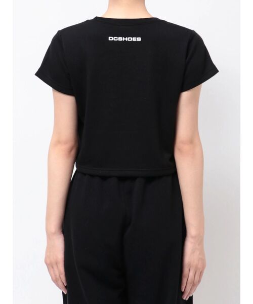 tシャツ グラフィティロゴ ミニ丈Tシャツ　ブラック レディース Reebok グラフィック ブラック Tシャツ （ブラック