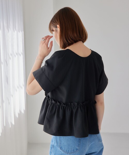 EMMEL REFINES(エメルリファインズ)の「<EMMEL REFINES>EM 2WAY ZIP フリル ブラウス(シャツ/ブラウス・レディース・ブラック/ホワイト・FREE)」の5枚目の写真