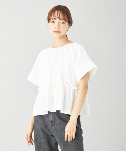 EMMEL REFINES(エメルリファインズ)の「<EMMEL REFINES>EM 2WAY ZIP フリル ブラウス(シャツ/ブラウス・レディース・ブラック/ホワイト・FREE)」の13枚目の写真