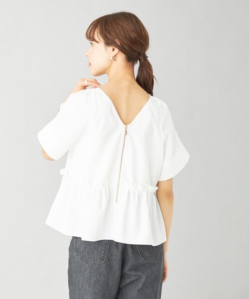 EMMEL REFINES(エメルリファインズ)の「<EMMEL REFINES>EM 2WAY ZIP フリル ブラウス(シャツ/ブラウス・レディース・ブラック/ホワイト・FREE)」の15枚目の写真