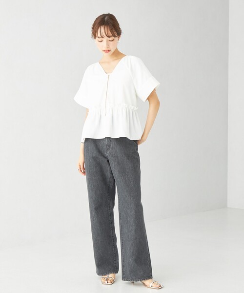 EMMEL REFINES(エメルリファインズ)の「<EMMEL REFINES>EM 2WAY ZIP フリル ブラウス(シャツ/ブラウス・レディース・ブラック/ホワイト・FREE)」の16枚目の写真