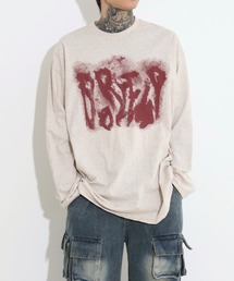 [UNISEX]ビンテージオーバーフィットレタリングスプレープリントロングティー