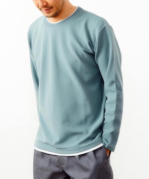 MASTER FRAME（マスターフレーム ）の「【MASTER FRAME/マスターフレーム】エステルスパンリップルロングスリーブTシャツ（Tシャツ/カットソー・メンズ・ライトグレー/ネイビー/ミント・3/4/2）」の12枚目の写真