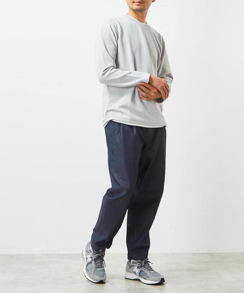 MASTER FRAME（マスターフレーム ）の「【MASTER FRAME/マスターフレーム】エステルスパンリップルロングスリーブTシャツ（Tシャツ/カットソー・メンズ・ライトグレー/ネイビー/ミント・3/4/2）」の4枚目の写真