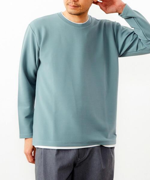 MASTER FRAME（マスターフレーム ）の「【MASTER FRAME/マスターフレーム】エステルスパンリップルロングスリーブTシャツ（Tシャツ/カットソー・メンズ・ライトグレー/ネイビー/ミント・3/4/2）」の5枚目の写真