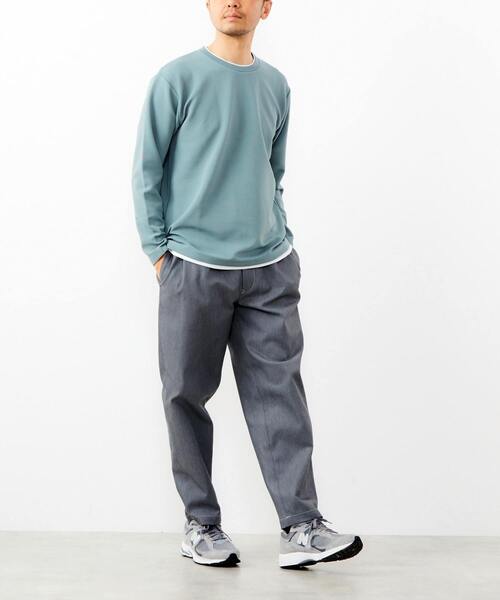 MASTER FRAME（マスターフレーム ）の「【MASTER FRAME/マスターフレーム】エステルスパンリップルロングスリーブTシャツ（Tシャツ/カットソー・メンズ・ライトグレー/ネイビー/ミント・3/4/2）」の7枚目の写真