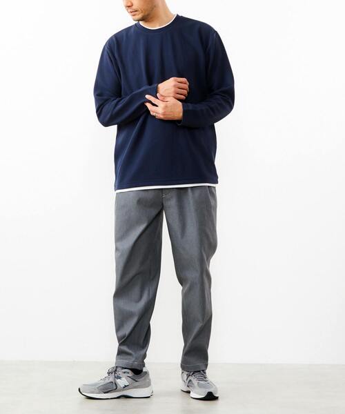 MASTER FRAME（マスターフレーム ）の「【MASTER FRAME/マスターフレーム】エステルスパンリップルロングスリーブTシャツ（Tシャツ/カットソー・メンズ・ライトグレー/ネイビー/ミント・3/4/2）」の11枚目の写真