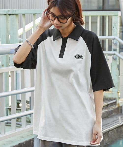 MONO-MART（モノマート）の「【CODDERR】ワンポイントサークル刺繍ラグランポロシャツ（ポロシャツ・レディース・ブラック/チャコール/ネイビー/ブラック系1・FREE）」の11枚目の写真