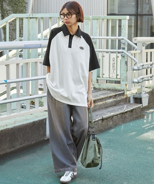 MONO-MART（モノマート）の「【CODDERR】ワンポイントサークル刺繍ラグランポロシャツ（ポロシャツ・レディース・ブラック/チャコール/ネイビー/ブラック系1・FREE）」の13枚目の写真