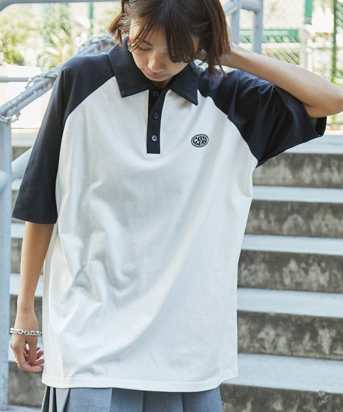 MONO-MART（モノマート）の「【CODDERR】ワンポイントサークル刺繍ラグランポロシャツ（ポロシャツ・レディース・ブラック/チャコール/ネイビー/ブラック系1・FREE）」の17枚目の写真